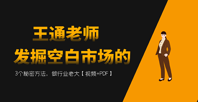 王通 发掘空白市场的3个秘密方法(完结)