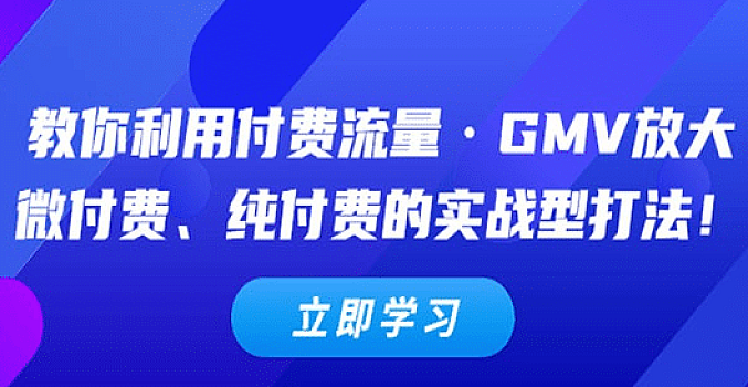 教你利用付费流量·GMV放大,微付费、纯付费的实战型打法!