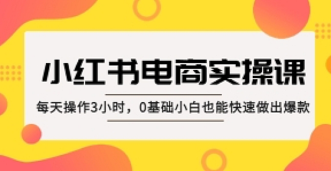 小红书·电商实操课:每天操作3小时,0基础小白也能快速做出爆款!