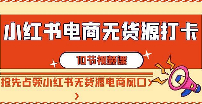 小红书电商-无货源打卡,抢先占领小红书无货源电商风口(10节课)
