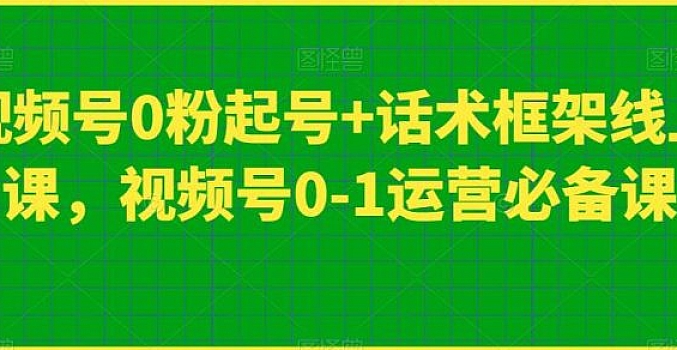 2024视频号0粉起号+话术框架线上课,视频号0-1运营必备课