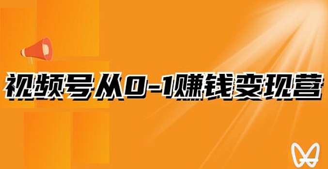 视频号从0-1赚钱变现营